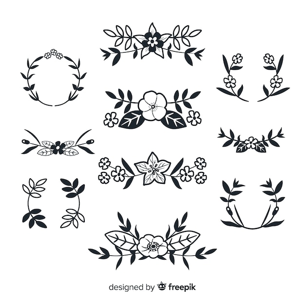 Hand drawn floral decoration elements
