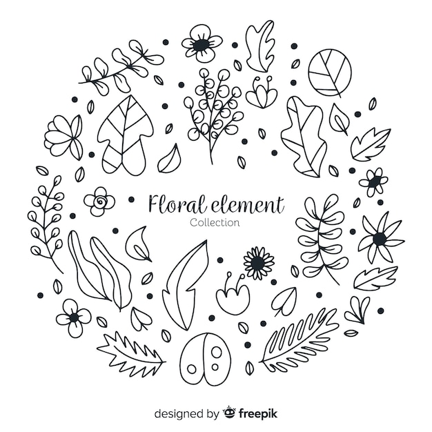 Hand drawn floral decoration elements