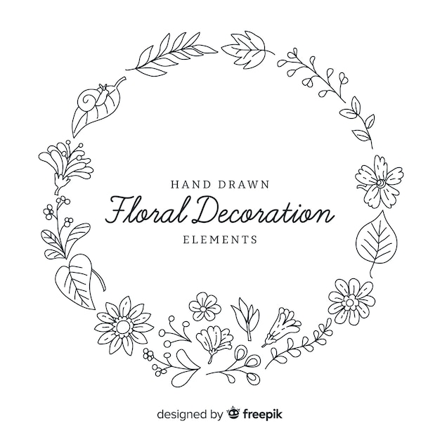 Hand drawn floral decoration elements