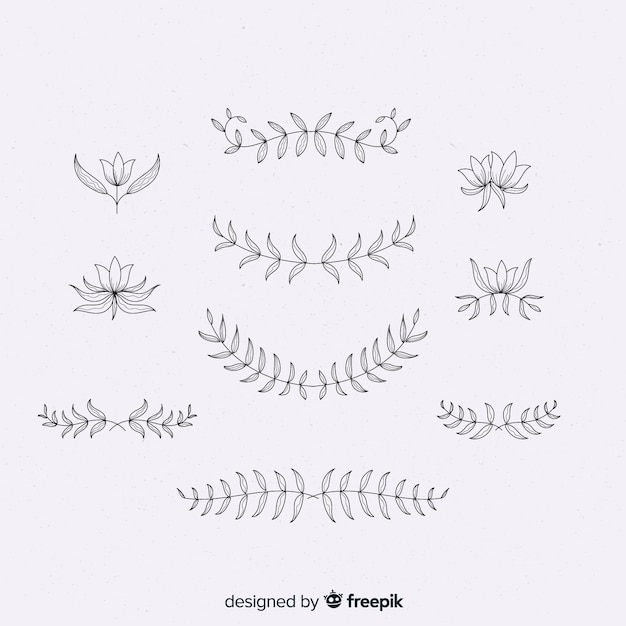 Free vector hand drawn floral decoration elements