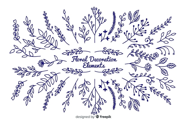 Hand drawn floral decorative elements