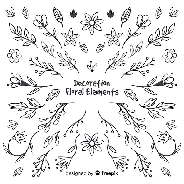 Free vector hand drawn floral decorative elements