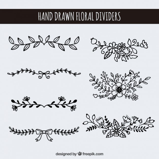 Free vector hand drawn floral dividers