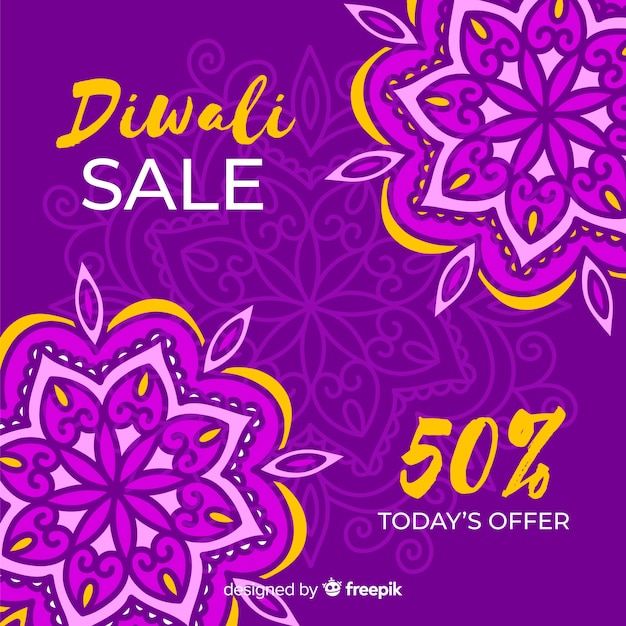 Hand drawn floral diwali sale