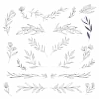 Free vector hand drawn floral elements pack