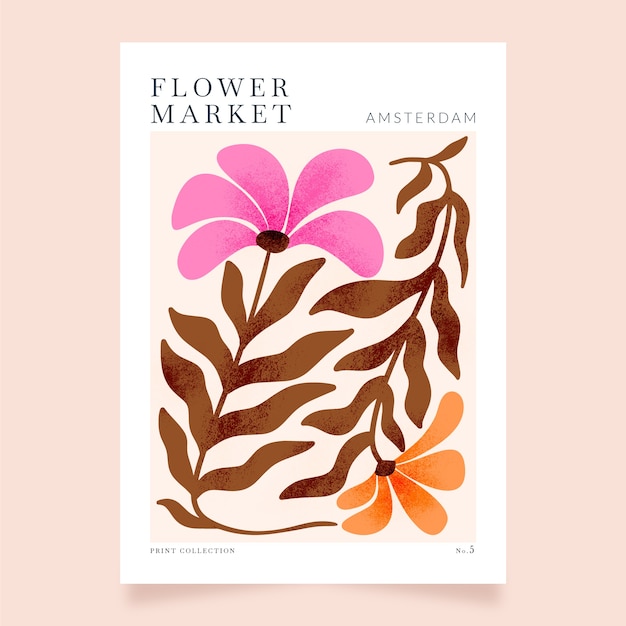 Hand drawn floral flyer template