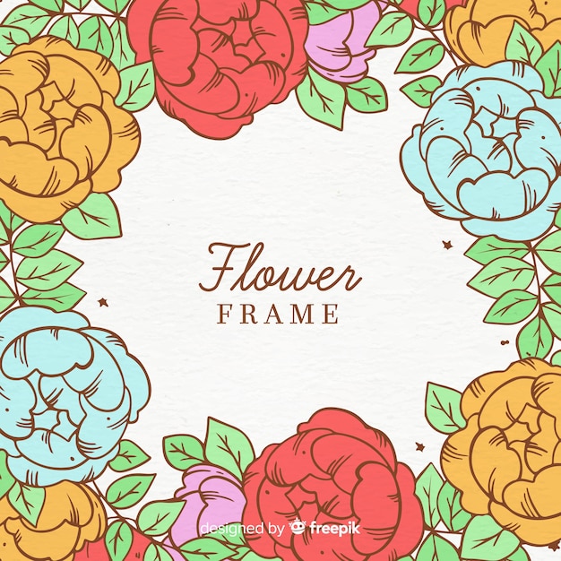 Hand drawn floral frame background