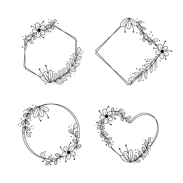Collezione di cornici floreali disegnate a mano