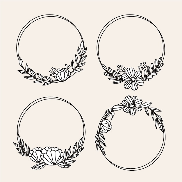 Free vector hand drawn floral frame collection