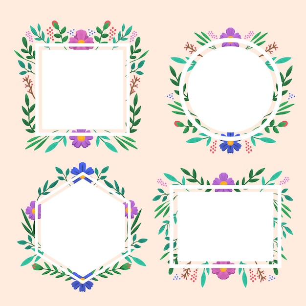 Free vector hand drawn floral frame collection