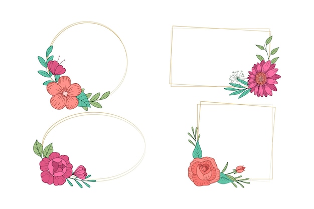 Hand drawn floral frame collection