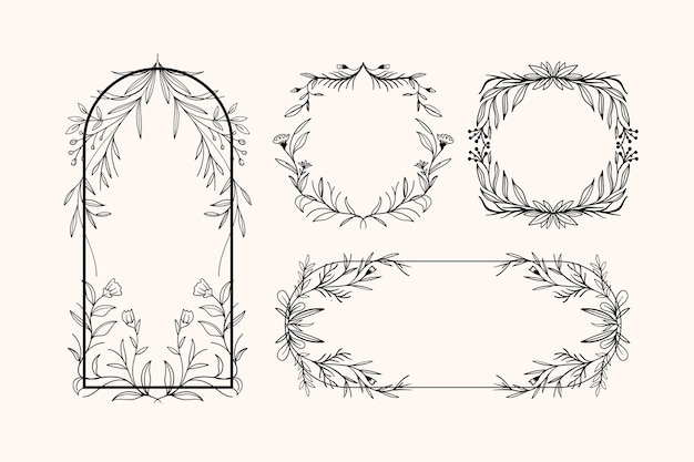 Hand drawn floral frame collection