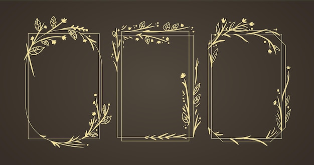 Hand drawn floral frame collection