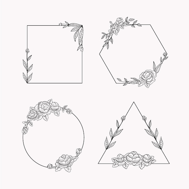 Hand drawn floral frame collection