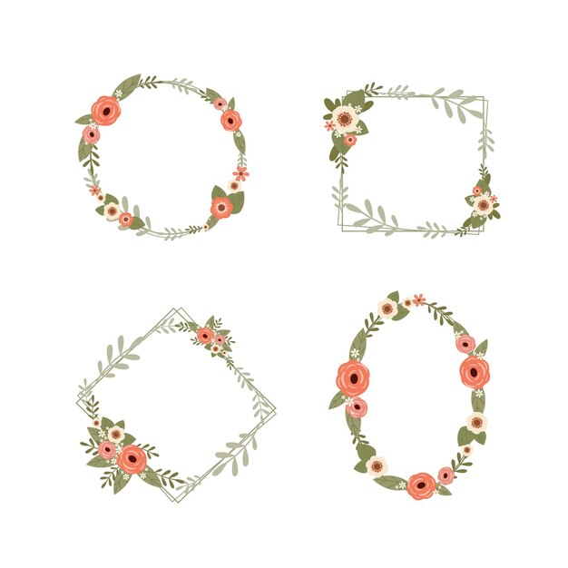 Hand drawn floral frame collection