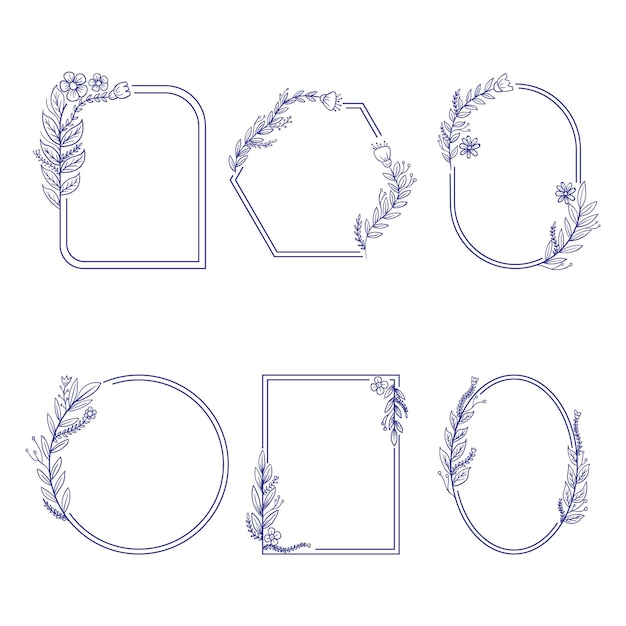 Free vector hand drawn floral frame collection