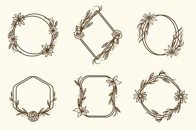 Free vector hand drawn floral frame collection