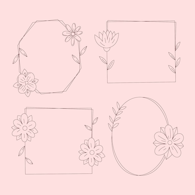 Hand drawn floral frame collection