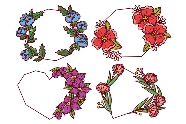 Free vector hand drawn floral frame collection