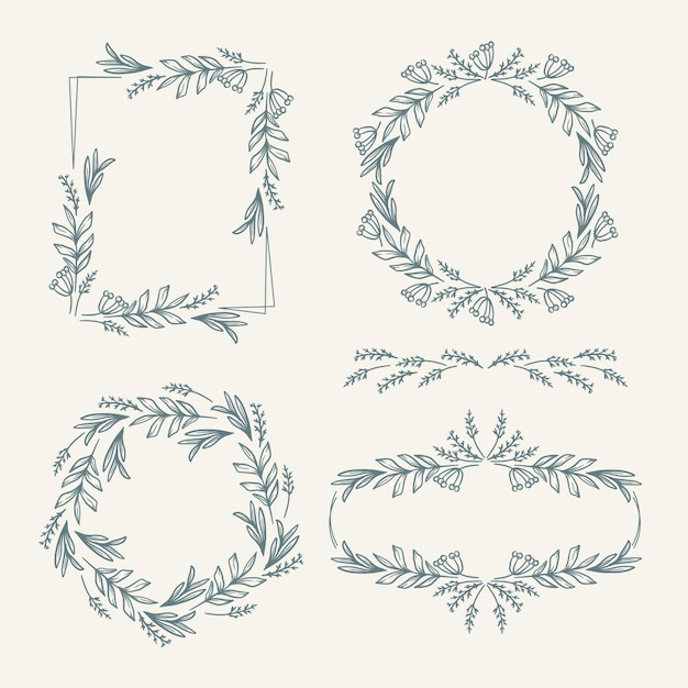 Hand drawn floral frame collection