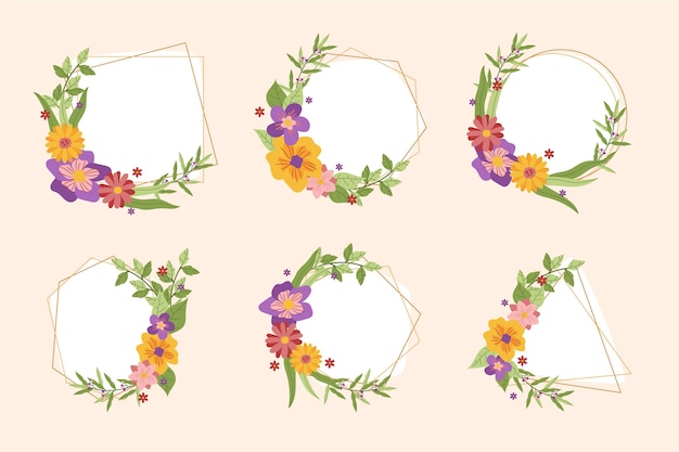 Free vector hand drawn floral frame collection