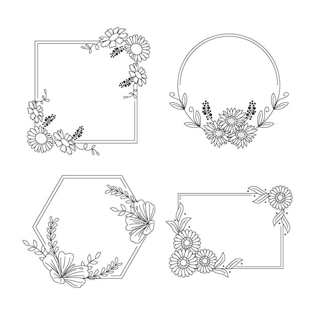 Free vector hand drawn floral frame collection