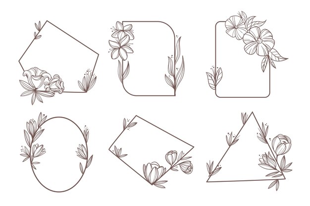 Hand drawn floral frame collection