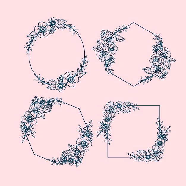 Free vector hand drawn floral frame collection