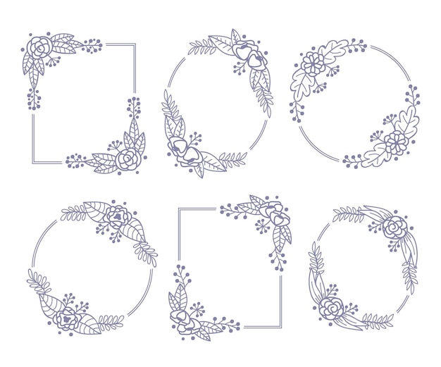 Free vector hand drawn floral frame collection