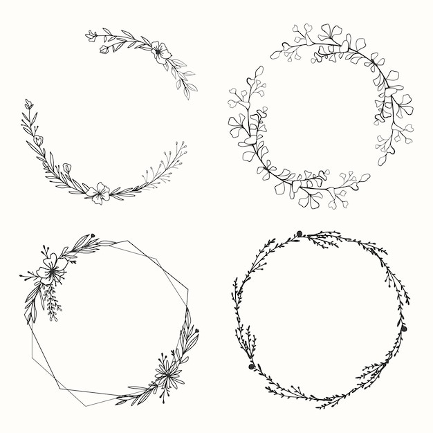 Free vector hand drawn floral frame collection