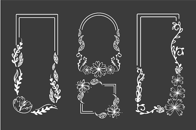 Hand drawn floral frame collection