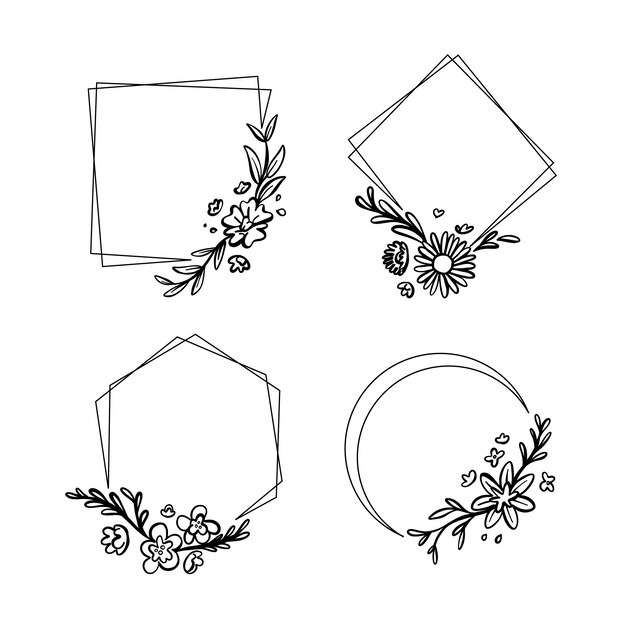 Hand drawn floral frame collection