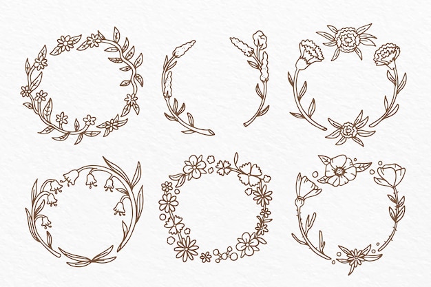 Free vector hand drawn floral frame collection