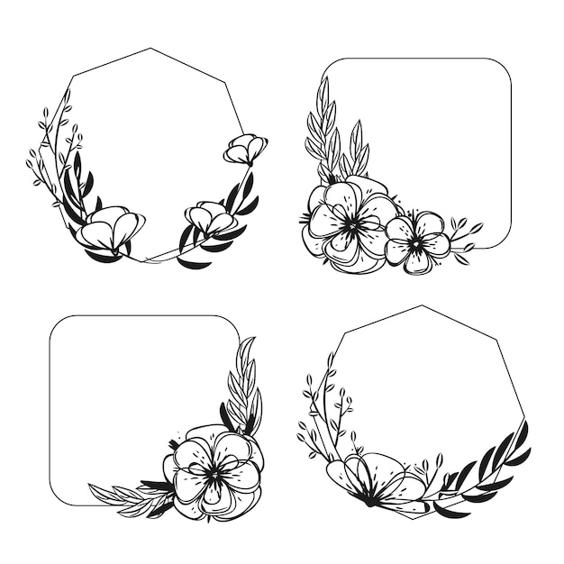 Free vector hand drawn floral frame collection