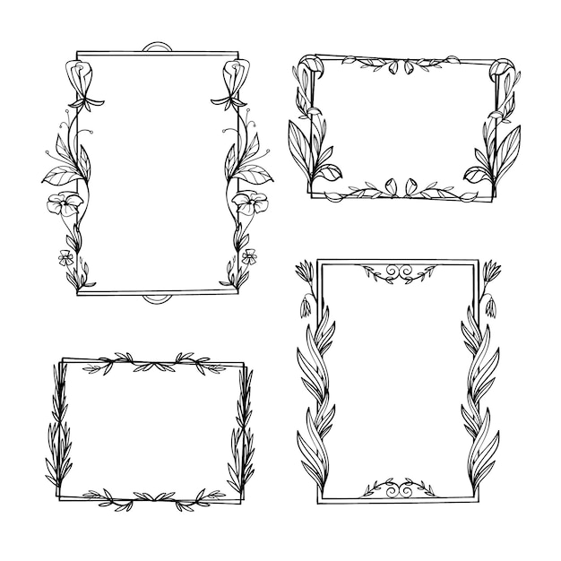 Free vector hand-drawn floral frame collection