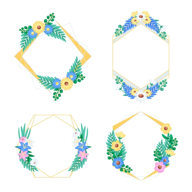 Hand drawn floral frame collection