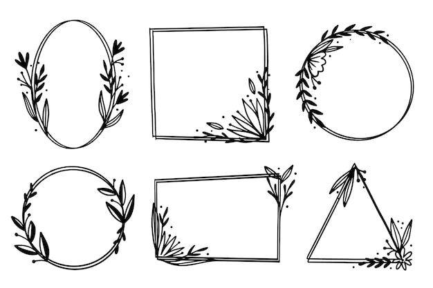 Free vector hand drawn floral frame pack