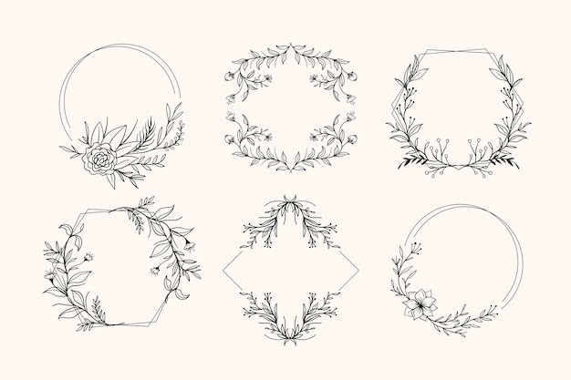 Hand drawn floral frame pack – Free Vector Download