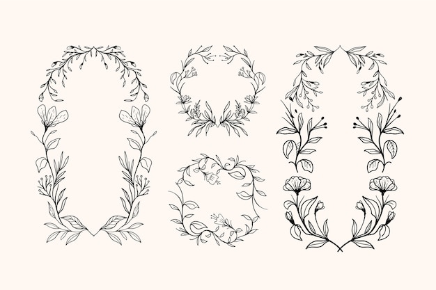 Hand drawn floral frame pack