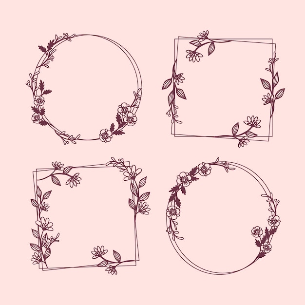 Free vector hand drawn floral frame pack