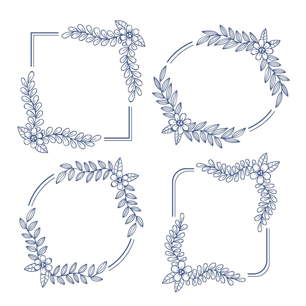 Набор рисованной цветочной рамки