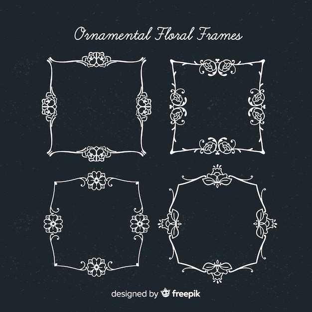 Free vector hand drawn floral frame set