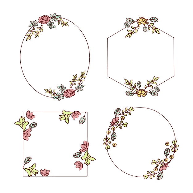 Free vector hand drawn floral frame set