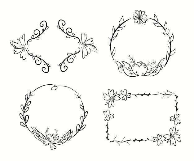 Free vector hand drawn floral frame set