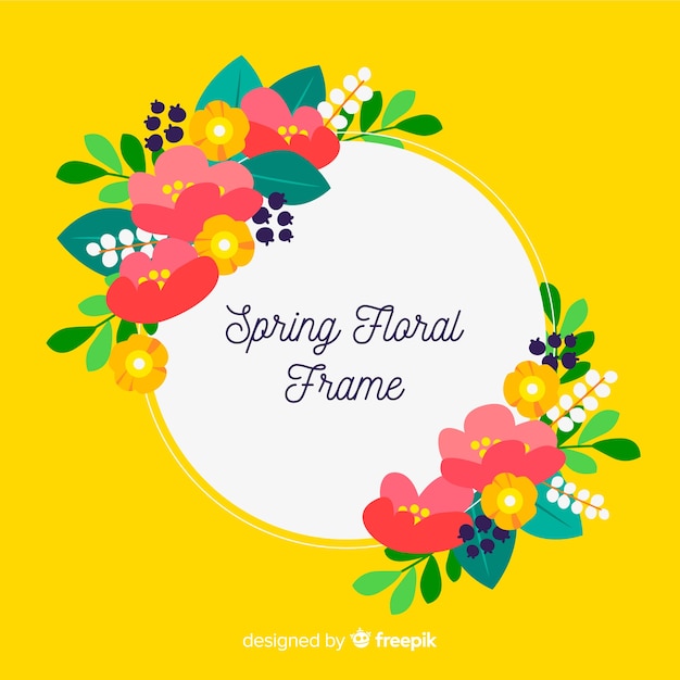 Hand drawn floral frame spring background