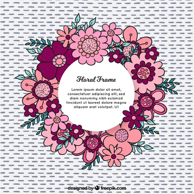 Hand drawn floral frame with circular design