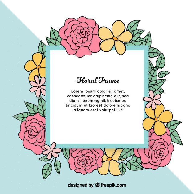 Hand drawn floral frame with colorful style