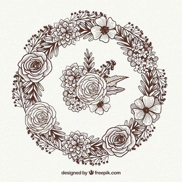 Free vector hand drawn floral frame with elegant style