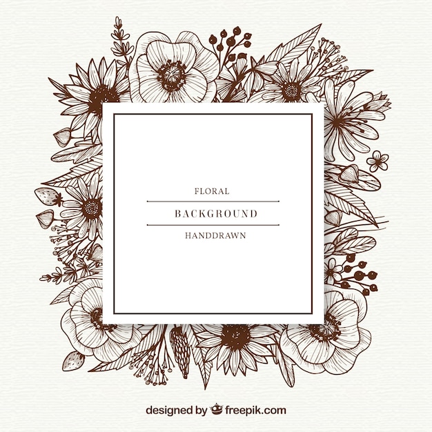 Free vector hand drawn floral frame with elegant style