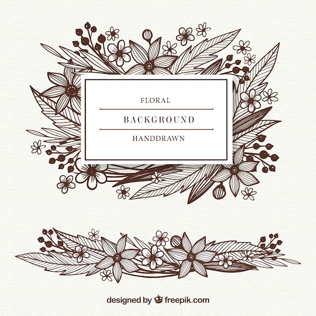 Free vector hand drawn floral frame with sketchy style